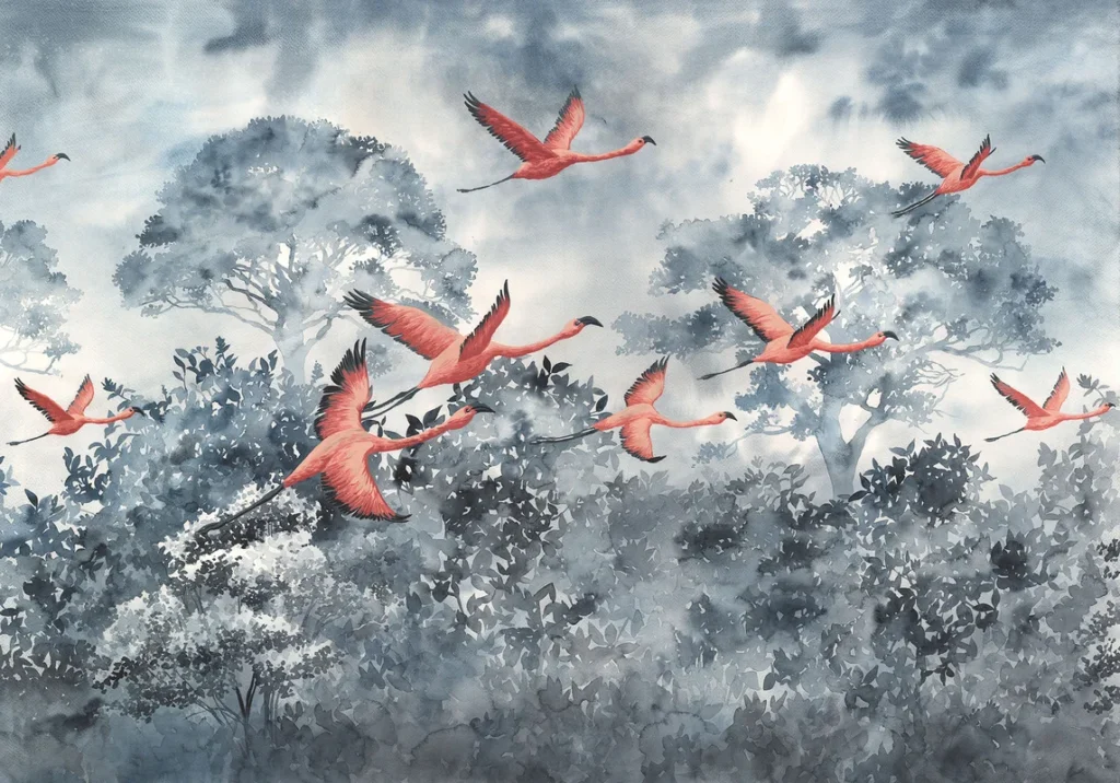 Fototapeet Flamingos in the Sky, Komar INX8-053