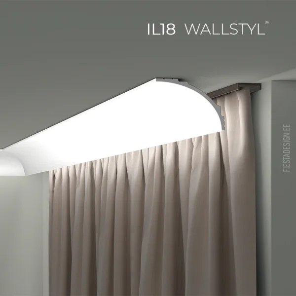 Потолочный карниз IL18 Wallstyl перед шторой и с лед подсветкой