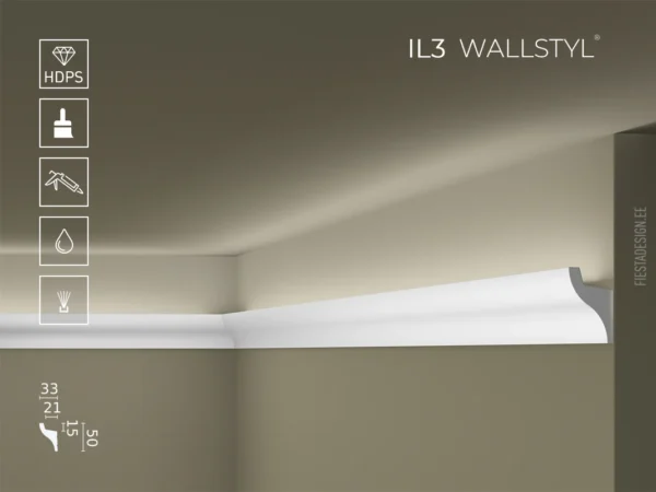Потолочный карниз IL3 Wallstyl для лед подсветки