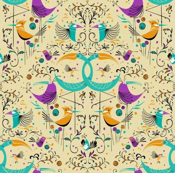 Дизайнерские обои ICH La Tapicera WP182084 Groovy Birds Gold