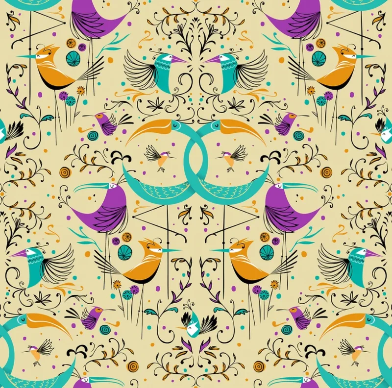 Дизайнерские обои ICH La Tapicera WP182084 Groovy Birds Gold