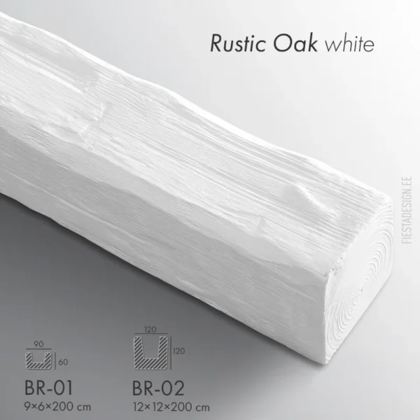 Декоративная фальш-балка Rustic Oak white (BR-01, BR-02) из полиуретана