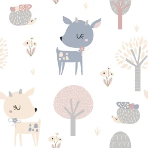 Lastetoa tapeet Kids Walls 45834 - Baby Deer Meeting Hedgehog
