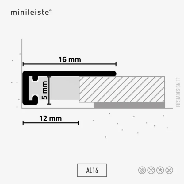 minileiste alumiiniumist mini-põrandaliist AL16