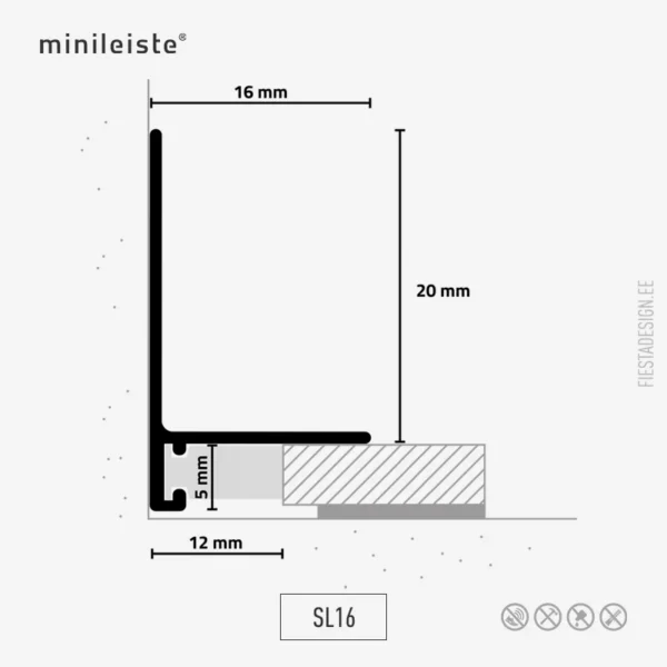 minileiste alumiiniumist mini-põrandaliist SL16