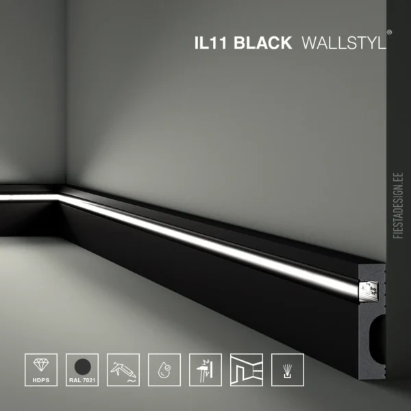 Led põrandaliist IL11 Black Wallstyl