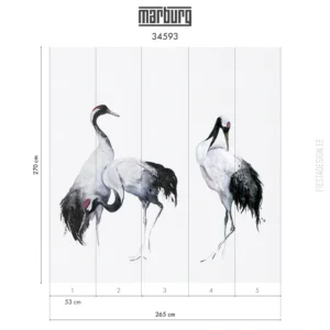Флизелиновые обои Marburg Kumano 34593 Japanese Cranes