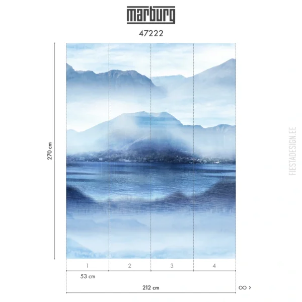 Флизелиновые обои Smart ART 47222 Mountain Lake View, 212×270 cm