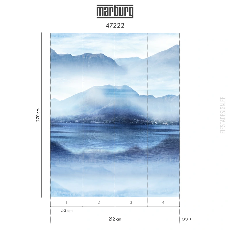 Tapeet Marburg 47222 Mountain Lake View, 212×270 cm Fliistapeet Smart ART 47222 Mountain Lake View, 212×270 cm