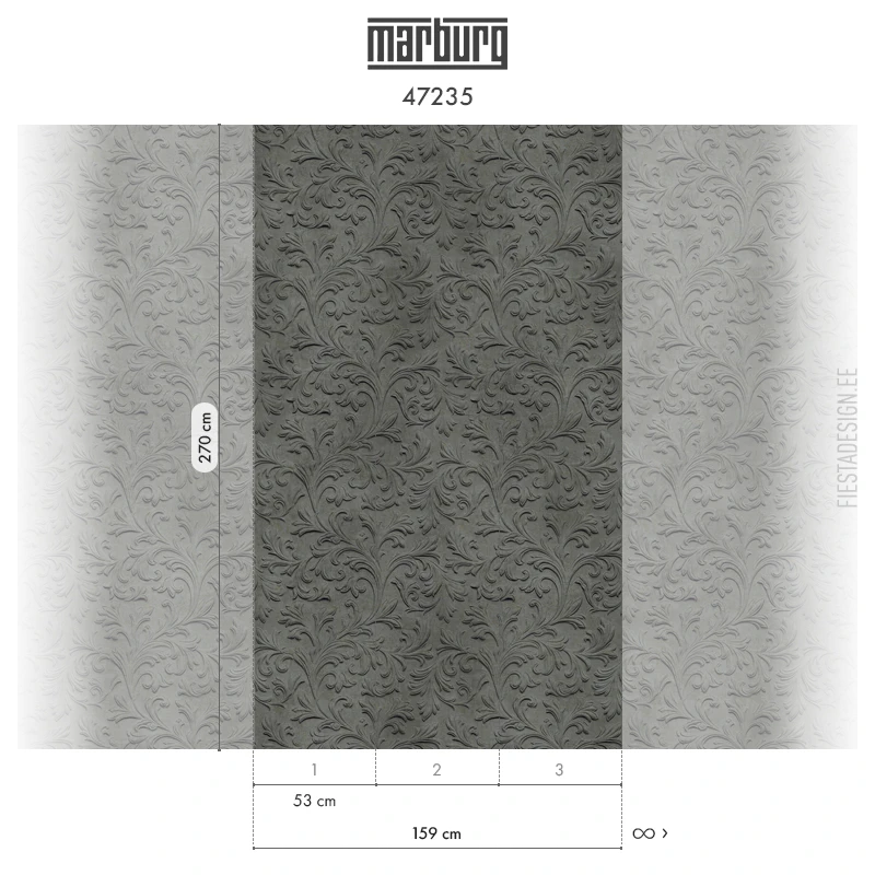 Tapeet Marburg 47235 Floral Damask Fliistapeet Smart ART 47235 Floral Damask