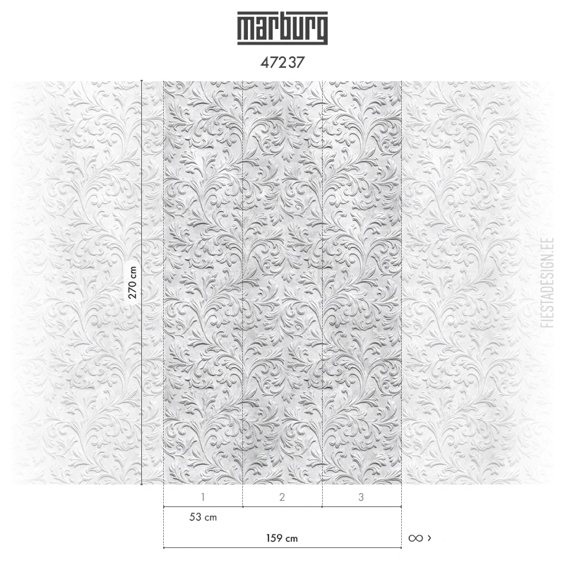 Tapeet Marburg 47237 Floral Damask Fliistapeet Smart ART 47237 Floral Damask