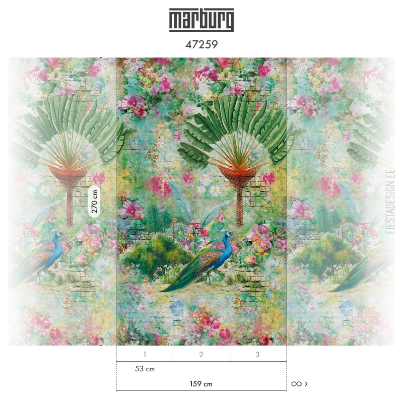 Tapeet Marburg 47259 Peacock Fliistapeet Smart ART 47259 Peacock