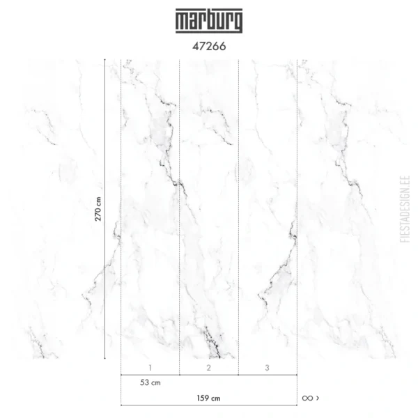 Fliistapeet Smart ART 47266 White Marble