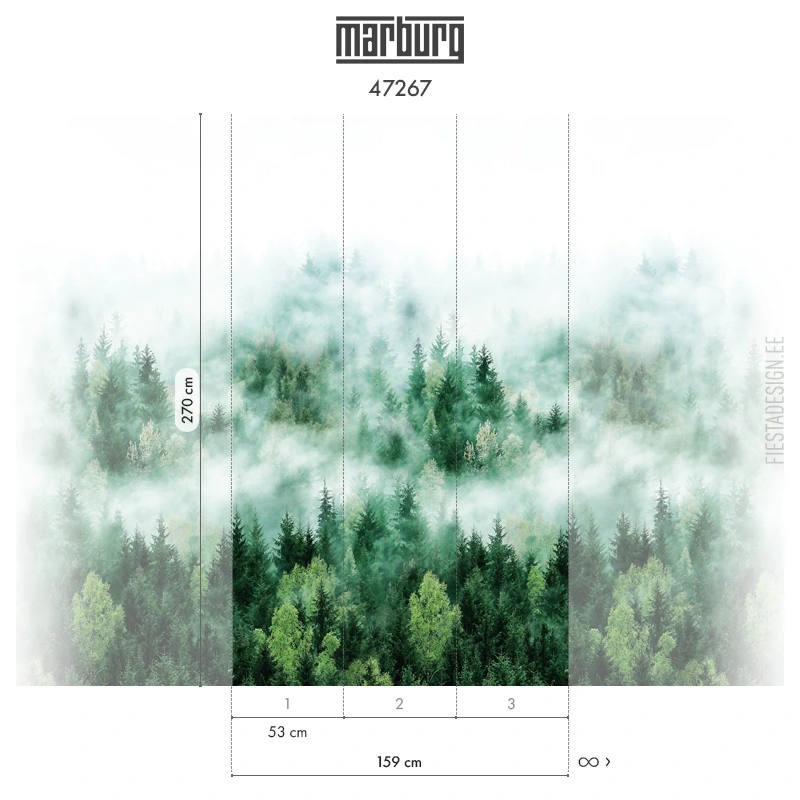Обои Marburg 47267 Foggy Pine Forest Флизелиновые обои Smart ART 47267 Foggy Pine Forest