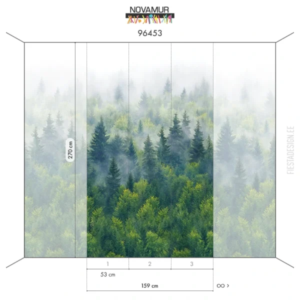 Флизелиновые обои Novamur Naomi 96453 Deep Green Forest