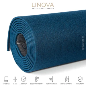 Soojusisolatsiooni- ja akustiliste omadustega tekstiilkattega paneel LINOVA LWP-A002 (teksasinine)