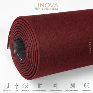 Soojusisolatsiooni- ja akustiliste omadustega tekstiilkattega paneel LINOVA LWP-A003 (bordoopunane)
