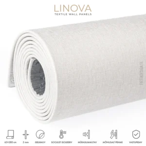 Soojusisolatsiooni- ja akustiliste omadustega tekstiilkattega paneel LINOVA LWP-A004 (valge)