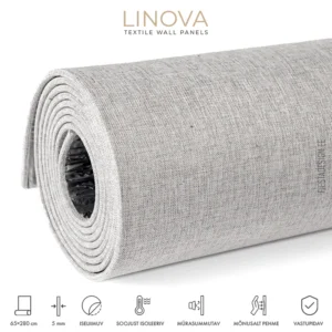 Soojusisolatsiooni- ja akustiliste omadustega tekstiilkattega paneel LINOVA LWP-A005 (helehall)