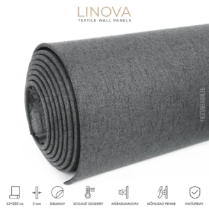 Soojusisolatsiooni- ja akustiliste omadustega tekstiilkattega paneel LINOVA LWP-A007 (tumehall)