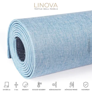 Soojusisolatsiooni- ja akustiliste omadustega tekstiilkattega paneel LINOVA LWP-A008 (helesinine)