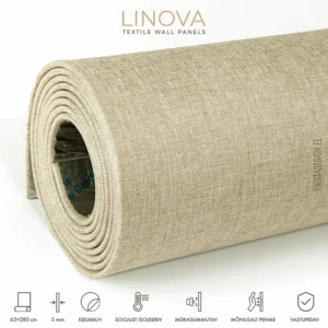 Soojusisolatsiooni- ja akustiliste omadustega tekstiilkattega paneel LINOVA LWP-A011 (beež)