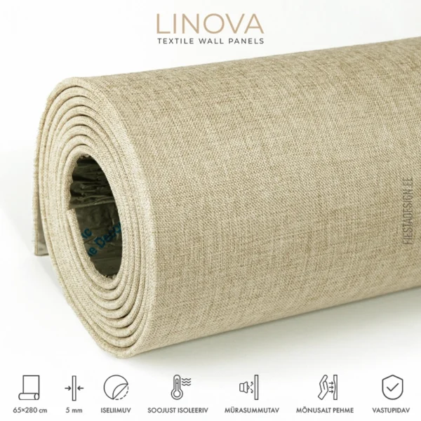 Текстильная стеновая панель LINOVA LWP-A011 (бежевая) с тепло- и звукоизоляционными свойствами