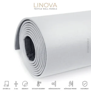 Soojusisolatsiooni- ja akustiliste omadustega tekstiilkattega paneel LINOVA LWP-HK508 (hall)