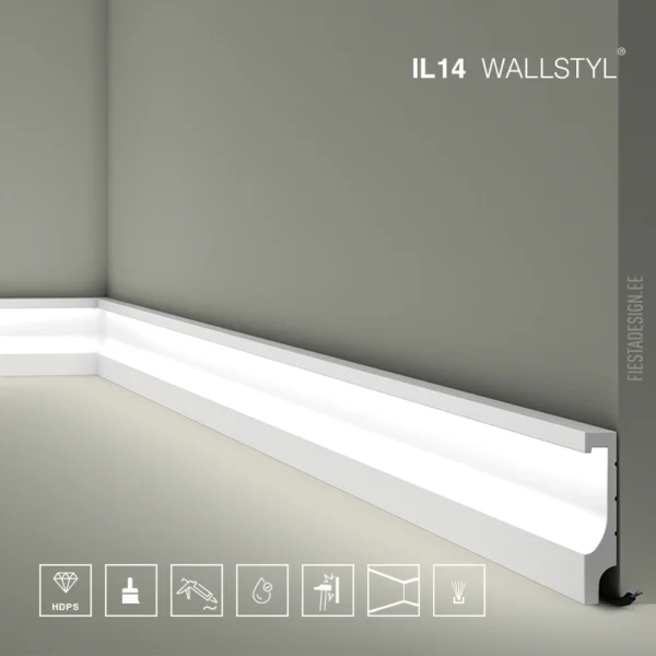 Led-põrandaliist IL14 Wallstyl (10×2×200 cm) HDPS