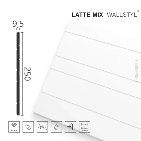 Seinapaneel LATTE MIX Wallstyl (25×260 cm)