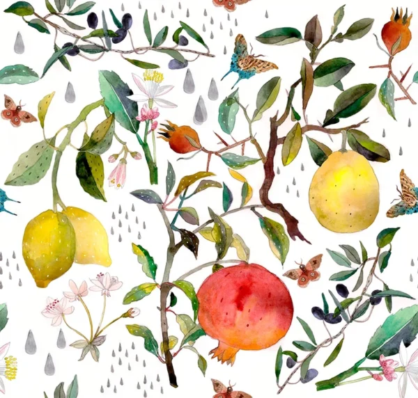 Tapeet Fun House - Pomegranate and lemons