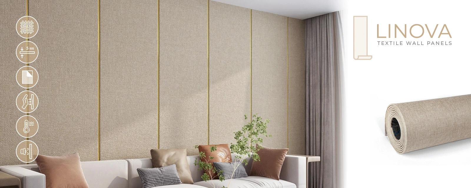 Iseliimuvad tekstiilpaneelid LINOVA