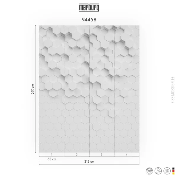 Обои Marburg Smart Art 94458 3D Hexagons