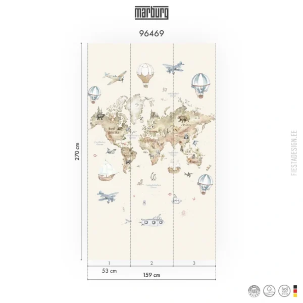 Обои Marburg Smart Art 96469 Discover the world (карта мира)
