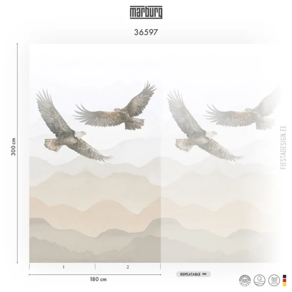 Флизелиновые обои Marburg Cashmere 36597 Eagles Flight